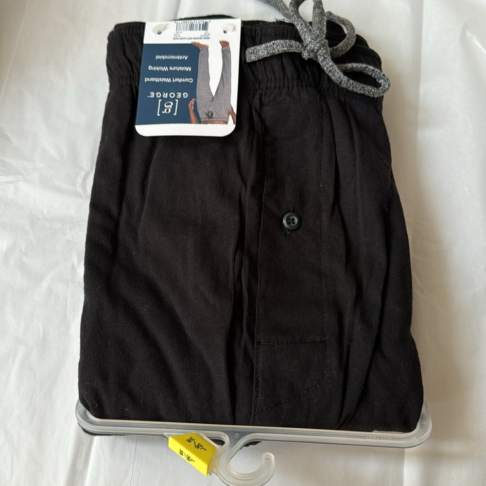 Men's George Knit Black Sleep Pants, Large, Men's Pajamas, Comfort Waistband